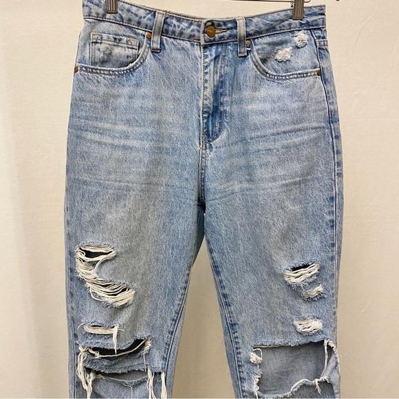 Bohme 28 (6) Lynette High Rise Straight Leg Jeans Womens Cropped Distressed - Picture 7 of 15